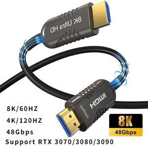 8K Fiber Optic HDMI Cable 16FT, Ultra HD High Speed HDMI 2.1 Cable, 8K@60Hz 4K@120Hz 144Hz, 48Gbps CL3 HDCP 2.2&2.3 eARC HDR Dolby for PS5/Xbox Series X/Apple TV 4K, Roku/Samsung/Sony TV 16 ft.