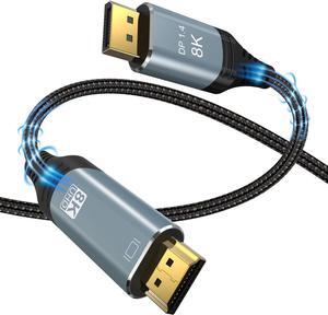 8K 4K HDMI to DisplayPort Cable, 10Ft HDMI to DisplayPort Cord HDMI in to DP Cable Out for Xbox One/360/PS4/PS5/Mac Mini, PC to Monitor 10 ft.