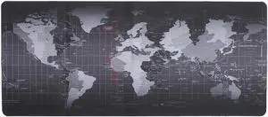 800*300*2mm World Map Speed Keyboard Mouse Pad Mat Computer Gaming Mousepad Locking Edge Table Mat- Non-slip Rubber Base for PC Computer Laptop