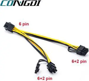 PCI-E 6-pin to Dual 6+2-pin (6-pin/8-pin) Power Splitter Cable Graphics Card PCIE PCI Express 6Pin to Dual 8 Pin Power Cable