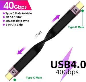 USB C Female to USB C Male Cable,USB4 / Thunderbolt 4/3 Cable 100W,40Gbps Data Transfer Sync, Short USB C Cable Supports 8K Display