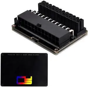 Aomoproing  ATX 24Pin Female to 24pin Male 90 Degree Power Adapter Mainboard Motherboard With RGB Led for Desktops PC Supply