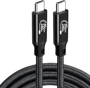 40Gbps USB C to USB C Cable 48V/5A 240W Charging Support 8K 60Hz HD Display,USB4 Braided Cable for Thunderbolt 4/3, Compatible with External SSD,eGpu,USB-C Docking Station,etc (Male to Male, 1.6FT)