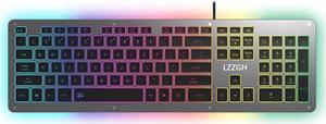 LZZ-GH GK5 Aluminum Alloy Silent Typing Keyboard for Office and Daily Use, RGB Backlit , Extra-slim Keyboard with Chiclet Keycaps