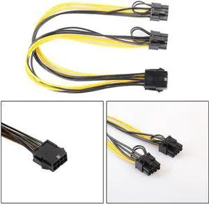 8 Pin Female to Dual 2x 8 Pin (6+2) Female PCI Express Power Adapter Cable for Graphics Video Card 30cm
