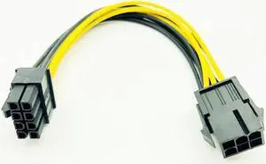 10pcs/lot 6 Pin Feamle to 8 Pin Male PCI Express Power Converter Cable for BTC CPU Video Graphics Card 6Pin to 8Pin PCIE 20cm