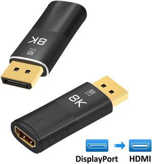 8K DisplayPort to HDMI-compatible Adapter Coupler 8K@30Hz 4K@120Hz DP1.4 to HDMI2.1 Male to Female Cable Extension Extender Black