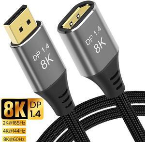 8K DisplayPort 1.4 Extension Cable 6.6Feet, DP to DP(Male to Female) Extension Cable,Male to Female,Supports 8K@60Hz,4K@144Hz High Speed 32.4Gbps HDCP 3D For Laptop/PC/Gaming Monitor/TV 3.3 ft.