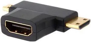 Aomoproing Micro HDMI male Mini HDMI male to HDMI 1.4 Female 90 degree 2 in 1 combo adapter