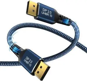 16K DisplayPort 2.0 Cable 3.3ft Supports 16K@60Hz, 10K@60Hz, 8K@60Hz, 4K@165Hz, 4K@144Hz, 80Gbps, Dynamic HDR Compatible with Monitor Video Graphics Card etc