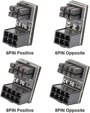 ATX 8 Pin Graphics Card Adapter VGA PSU Adapter Elbow GPU Power Steering Connector PCIE 6pin 8pin 180 Degree Rotation