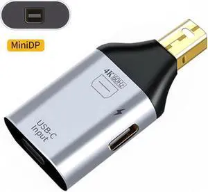 Aomoproing USB-C Type C Female Source to Mini Displayport DP Sink HDTVPD Power Adapter 4K 60hz 1080p for PhoneLaptop