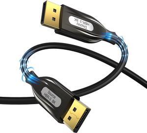 8K 4K Fiber Optic Displayport Cable Rated Long DP1.4 HBR3 Ultra High Speed 32.4Gbps 8K@60Hz 4K@144Hz Slim and Flexible Fiber DP to DP Cable -16 ft.