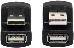Aomoproing 1 Set UpDown Angled USB 2.0 Adapter A Male to Female Extension 180 Degree Black
