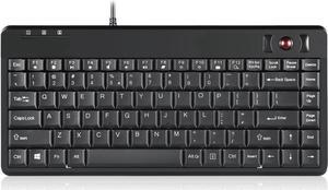 P-eri-xx PERIBOARD-505H PLUS, Wired USB Trackball Keyboard - Built-in 2x USB 2.0 Hubs - Mini Design - Fit with Professional or Industrial Use - Built inTrackball - US English Layout