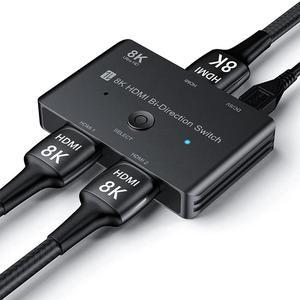 HDMI 2.1 Switch 8K Bi-Directional Splitter 8K@60Hz 4K@120Hz 1440p@165Hz 1080P@240Hz 1in 2out 2in 1out High Speed 48Gbps eARC Converter Compatible with PS4 PS5, Xbox, Blu-ray, HDTV