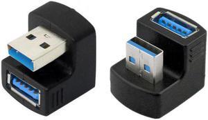 Aomoproing 1 Set UpDown Angled USB 3.0 Adapter A Male to Female Extension 180 Degree 5Gbps