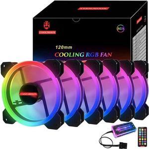 RGB Case Fans 6 Pack, PC Computer Case 120mm Fan RGB with RGB Controller, Reinforced Quiet Fan Blade Design, Adjustable Colorful Cooling Cooler
