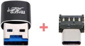 Aomoproing USB 3.0 to Micro SD SDXC TF Card Reader with Micro Type-C USB-C OTG Adapter for Tablet / Cell Phone