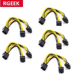 5Pcs PCI-Express PCIE 8 Pin to Dual 8 (6+2) Pin VGA Graphic Video Card GPU Adapter Power Supply Splitter Cable 20cm