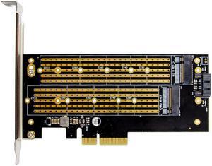 M.2 to PCIe NVMe and SATA SSD Dual M Key and/or B Key Adapter Card 2242 2260 2280 M2 Drive to Desktop PCI E x4 Includes Brackets