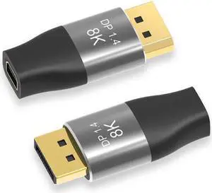 Aomoproing Mini DisplayPort 1.4 8K 60hz Female Adapter Ultra-HD UHD 4K 144hz to DP Male 7680*4320 for Video PC Laptop TV