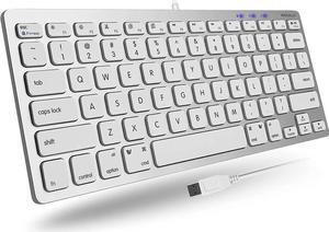 Macally Compact Wired Keyboard for Mac and Windows - 78 Scissor Switch Keys with 13 Shortcut Keys - Small USB Keyboard That Saves Space and Looks Great - Plug and Play Wired Mac Keyboard - Aluminum