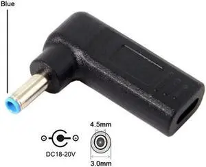 Aomoproing USB 3.1 Type C USB-C to DC 4.5*3.0mm HP Adapter PD Emulator Trigger 90 Degree Angled