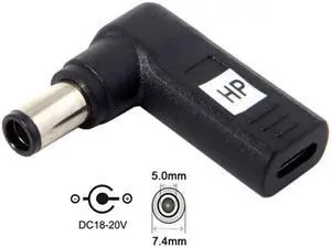 Aomoproing  USB 3.1 Type C USB-C to DC 7.4*5.0mm HP Adapter PD Emulator Trigger 90 Degree Angled