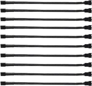 10Pack 4-Pin Case Male to Female PWM Fan Splitter Cable 10.6inch Sleeved Braided Adapter Computer PC Fan Power Extension Cable Converter for Computer ATX Case Compatible 3-Pin/4-Pin Cooling Fan Cable