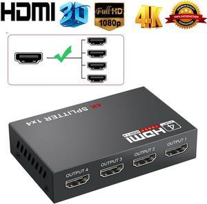4K HDMI Splitter,1 In 4 Out HDMI-compatible Splitter 1 x 4 HD-MI 1.4 Converter Amplifier HDCP 4K 1080P Dual Display, for HDTV DVD PS3 Xbox