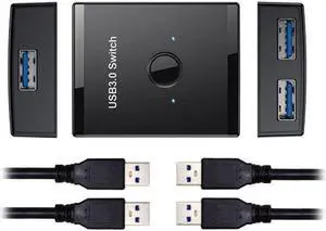 Aomoproing KVM USB 3.0 Bidirectional Switch Selector 2 to 1 PCs Sharing or 1 to 2 Hub for Keyboard Mouse Scanner Printer