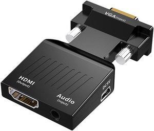 VGA to HDMI Adapter Converter VGA Male to HDMI Female Adapter with Audio Cables for PC Laptop to HDTV Projector Video Audio Converter