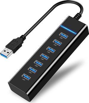 USB3.0 Hub, 7 Port USB 3.0 Hub LED Portable High-Speed USB Hub Compatible for iMac Pro, MacBook Air, Mac Mini/Pro, Surface Pro, PC and Laptop