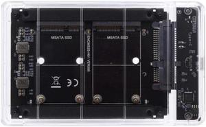 Aomoproing Dual MSATA Mini-SATA SSD Card JBOD Raid0 Span Bridge to USB3.0 Type-C USB-C 2.5inch SATA Combo Enclosure