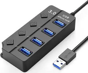 USB Hub 3.0 High Speed 4 / 7 Port USB 3.0 Hub Splitter On/Off Switch with US Power Adapter for computer PC HUB USB 3.0