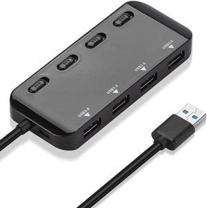 4 IN 1 USB 3.0 HUB High Speed 5Gbps USB 3.0 Splitter with Individual Switch Control for Laptop/MacBook Pro/PC/iPad Accessories (Color: Black)