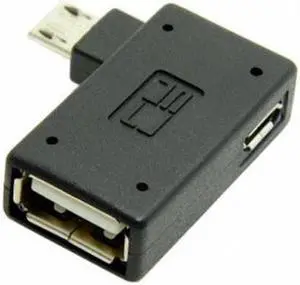 Aomoproing 90 Degree Left Angled Micro USB 2.0 OTG Host Adapter with USB Power for Galaxy S3 S4 S5 Note2 Note3 Cell PhoneTablet