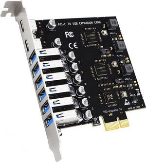 USB 3.0 PCIe Card, 8-Port (2 x USB-C+ 6 x USB-A) USB 3.2 Gen1 5Gbps PCIe Expansion Card, Compatible with Windows and Linux (Not Support Mac OS)