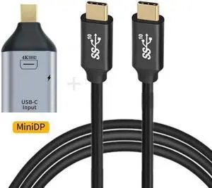 Aomoproing 100W 10Gbps CableUSB-C Type C Female Source to Mini Displayport DP Sink HDTVPD Power Adapter 4K 60hz 1080p for PhoneLaptop