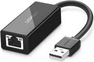 Ethernet Adapter USB 2.0 to 10/100 Network RJ45 Lan Wired Adapter for Windows 10 8 8.1 7 XP Mac OS laptop PC Chromebook Smart, Black