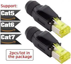 Aomoproing 2pcs/lot STP UTP Shield Cat6 RJ45 8P8C Plug Assembly Crimp Type for Industrial Network Ethernet Patch Cord
