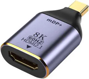 Aomoproing  Mini DisplayPort 1.4 Source to HDMI 2.0 Display 8K 60hz UHD 4K Mini-DP to HDMI Male Monitor Adapter Connector