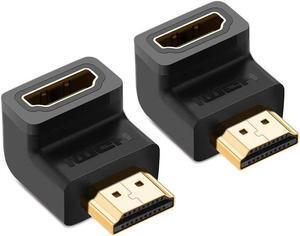 2-Pack 3D&4K Supported HDMI 90 Degree Male to Female Right Angle Adapter for 1080P HDTV PC HDMI Adapter