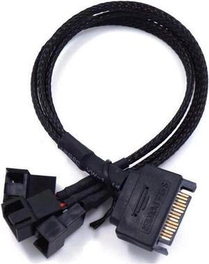 SATA to 3 x 3 Pin / 4 Pin PMW 12V PC Case Fan Power Adapter Cable, 3-Pin or 4-Pin (PWM Connector) to 15 Pin SATA Computer Cooler Cooling Fan Splitter Y Power Cable 2-Pack