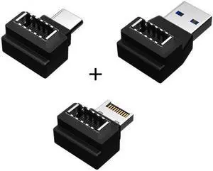Aomoproing 3pcs USB 3.1 Front Panel Header Female Type-E to Male Type-AType-C USB-C Motherboard Extension Data Angled Adapter