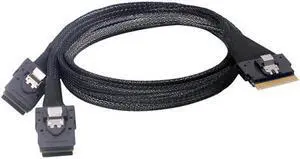 Aomoproing  PCI-E Ultraport Slimline SAS Slim 4.0 SFF-8654 8i 74pin to Dual SFF-8087 Mini SAS Cable PCI-Express