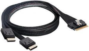 Aomoproing PCI-E Ultraport Slimline SAS Slim 4.0 SFF-8654 8i 74pin to Dual Oculink SFF-8611 Cable 50cm PCI-Express