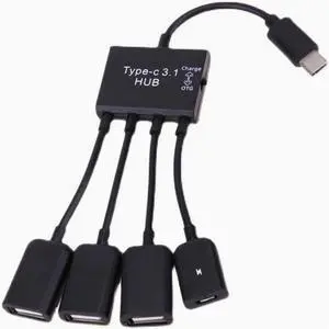 otg adapter 3-in-1 type-c to usb one drag four Android data cable splitter HUB hub cable keyboard and mouse