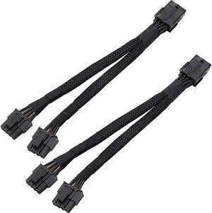 2PCS GPU PCIe 8 Pin Female to Dual 2X 8 Pin (6+2) Male PCI Express Power Braided Y-Splitter Extension Cable,20cm